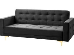 Shop Beliani 3-Istuttava Vuodesohva Sametti Musta Aberdeen