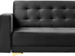 Shop Beliani 3-Istuttava Vuodesohva Sametti Musta Aberdeen