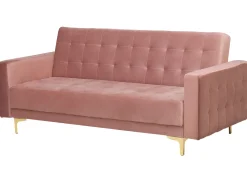 Sohvat<Beliani 3-Istuttava Vuodesohva Sametti Vaaleanpunainen Aberdeen