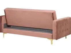 Sohvat<Beliani 3-Istuttava Vuodesohva Sametti Vaaleanpunainen Aberdeen