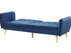Cheap Beliani 2-Istuttava Vuodesohva Sametti Laivastonsininen Bardu