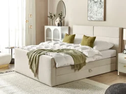 Sängyt<Beliani Jenkkisanky Kangas Säilytystila Vaalea Beige 160 X 200 Cm Aristocrat