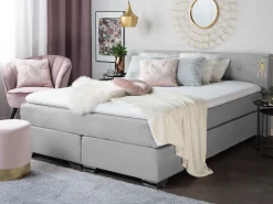 Sängyt<Beliani Jenkkisanky Kangas Vaaleanharmaa 180 X 200 Cm Consul