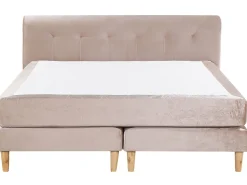 Sängyt<Beliani Jenkkisanky Sametti Beige 180 X 200 Cm Marquise