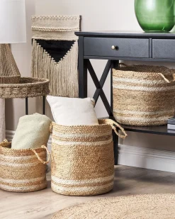 Best Sale Beliani Juuttikori Luonnonvari/Beige 3 Kpl Zhob