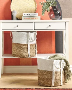 Best Beliani Juuttikori Luonnonvari/Valkoinen 2 Kpl Bellpat