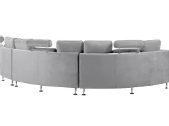 Outlet Beliani Kaareva Vaaleanharmaa 7-Istuttava Samettisohva Rotunde