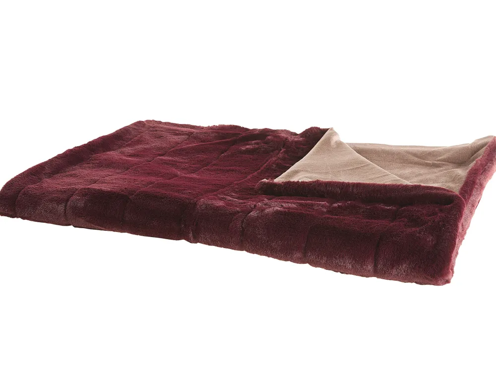 Tekstiilit<Beliani Kaksipuolinen Viininpunainen Huopa 180 X 220 Cm Tantan