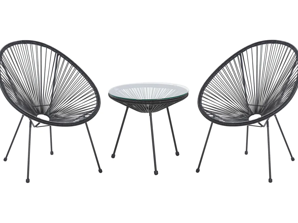 Best Beliani Kalustesetti Musta Poyta Ja 2 Tuolia Acapulco Ii