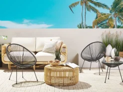 Best Beliani Kalustesetti Musta Poyta Ja 2 Tuolia Acapulco Ii