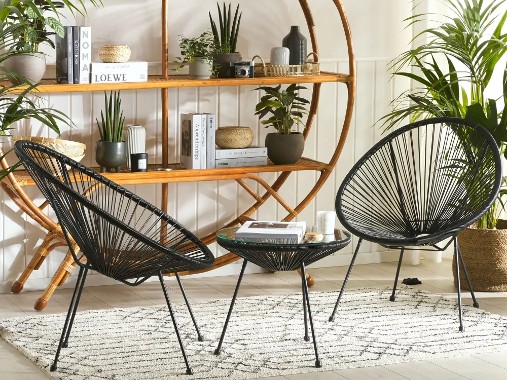 Best Beliani Kalustesetti Musta Poyta Ja 2 Tuolia Acapulco Ii