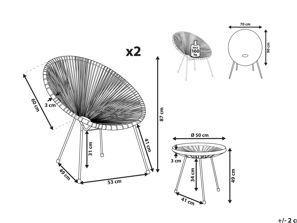 Best Sale Beliani Kalustesetti Vihrea Poyta Ja 2 Tuolia Acapulco Ii
