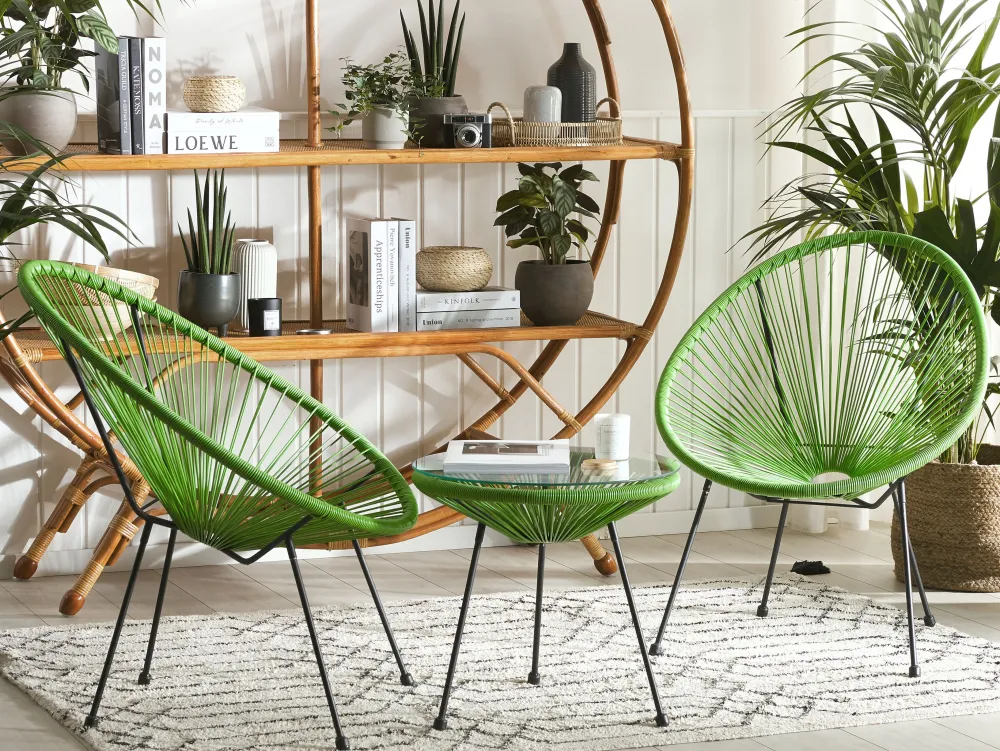 Best Sale Beliani Kalustesetti Vihrea Poyta Ja 2 Tuolia Acapulco Ii