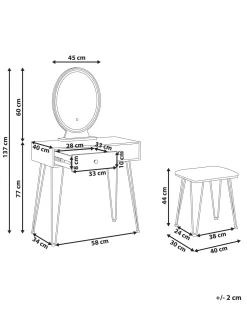 Flash Sale Beliani Kampauspoyta 2 Laatikkoa Led-Peili Jakkara Tumma Puu/Musta Loix