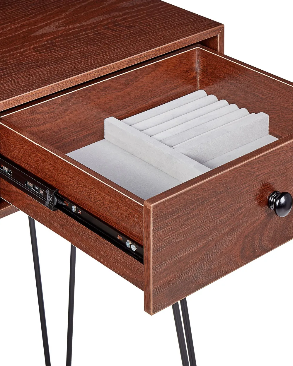 Flash Sale Beliani Kampauspoyta 2 Laatikkoa Led-Peili Jakkara Tumma Puu/Musta Loix