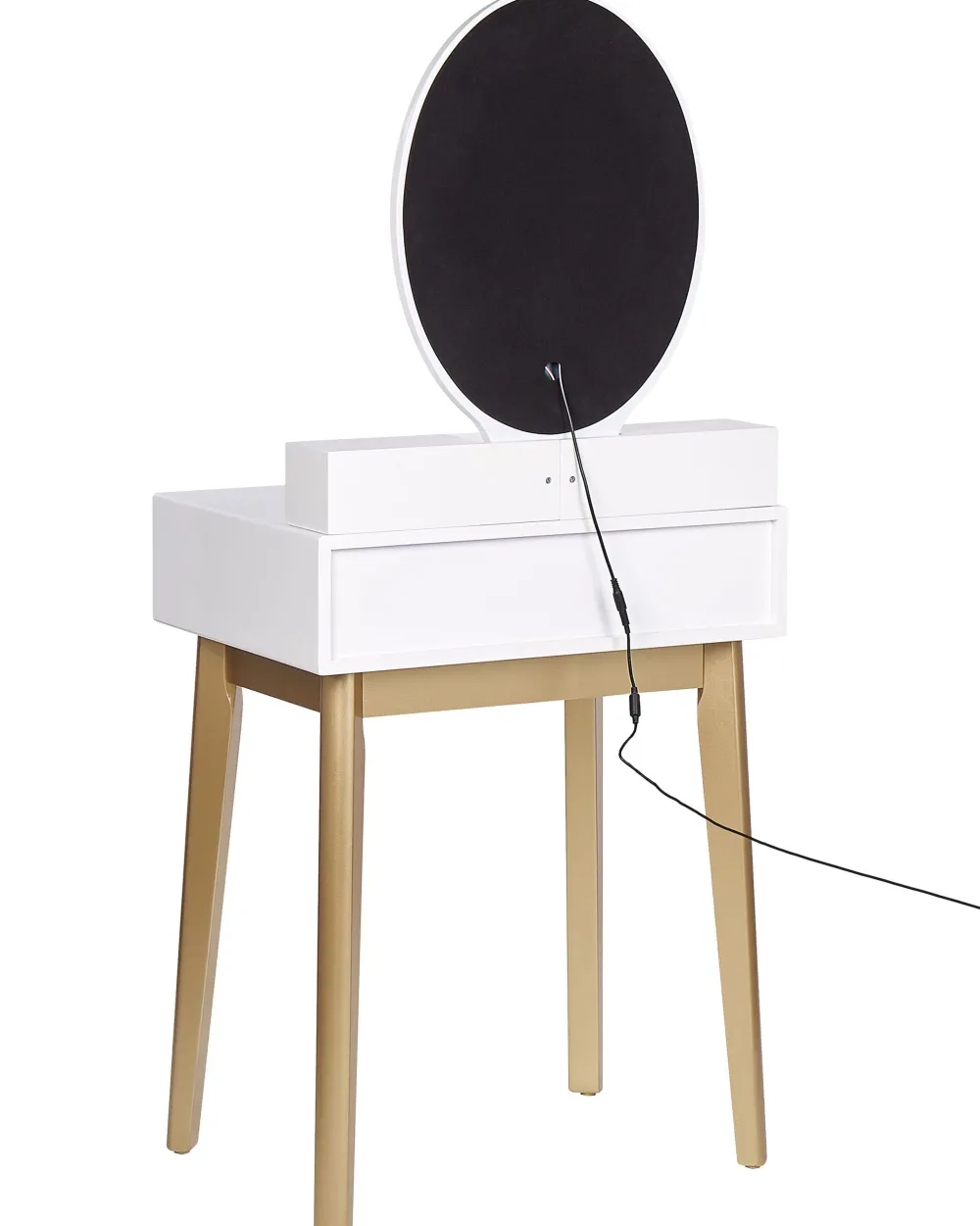 Store Beliani Kampauspoyta 3 Laatikkoa Led-Peili Jakkara Valkoinen/Kulta Rosey