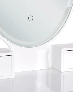 Store Beliani Kampauspoyta 3 Laatikkoa Led-Peili Jakkara Valkoinen/Kulta Rosey