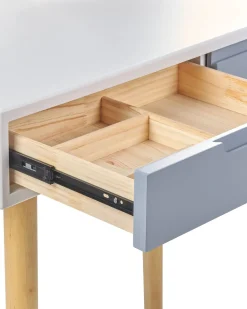 Säilytys<Beliani Kampauspoyta 2 Laatikkoa Led-Peili Jakkara Valkoinen/Harmaa Josselin