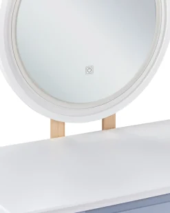 Säilytys<Beliani Kampauspoyta 2 Laatikkoa Led-Peili Jakkara Valkoinen/Harmaa Josselin