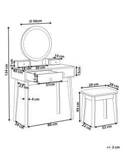 Säilytys<Beliani Kampauspoyta 4 Laatikkoa Led-Peili Jakkara Smaragdinvihrea/Kulta Fedry