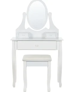 Säilytys<Beliani Kampauspoyta 3 Laatikkoa Peili Jakkara Valkoinen Astre