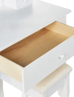 Säilytys<Beliani Kampauspoyta 3 Laatikkoa Peili Jakkara Valkoinen Astre