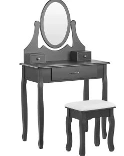 Säilytys<Beliani Kampauspoyta 3 Laatikkoa Peili Jakkara Musta Astre