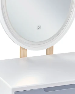 Hot Beliani Kampauspoyta Laatikko Led-Peili Jakkara Valkoinen/Harmaa Vesoul