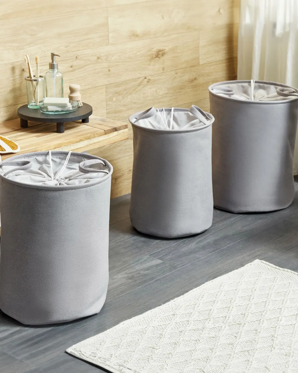 Säilytys<Beliani Kangaskori Harmaa 3 Kpl Archa