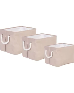 Säilytys<Beliani Kangaskori Ruskeanharmaa 3 Kpl Darqab