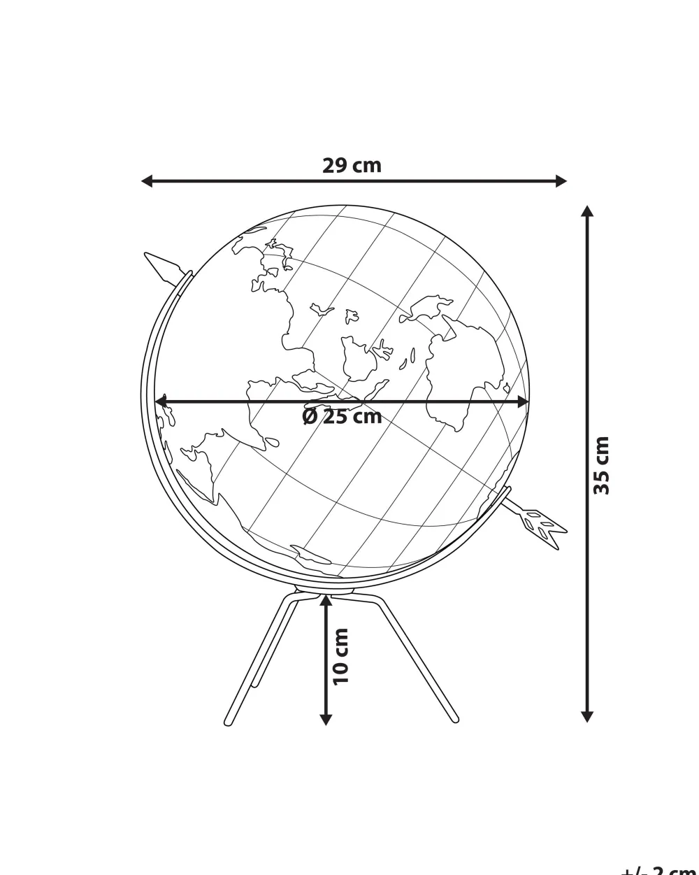 Lastenhuone<Beliani Karttapallo Ruskea/Musta 35 Cm Battuta