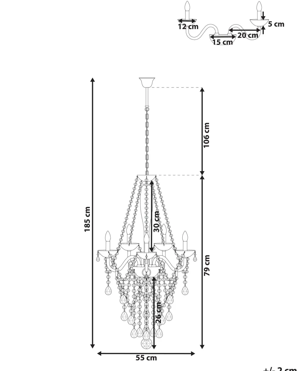 Hot Beliani Kattokruunu 5 Polttimoa Metalli Hopea Locone