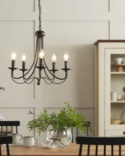 Sale Beliani Kattokruunu 5 Polttimoa Metalli Musta Dabus