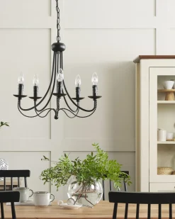 Sale Beliani Kattokruunu 5 Polttimoa Metalli Musta Dabus