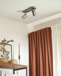 Valaisimet<Beliani Kattovalaisin 2 Polttimoa Metalli Hopea Klip