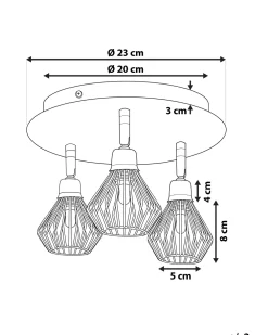 Valaisimet<Beliani Kattovalaisin 3 Polttimoa Metalli Musta/Kupari Volga