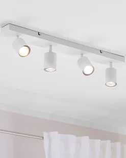 Shop Beliani Kattovalaisin 4 Polttimoa Metalli Valkoinen Tigris