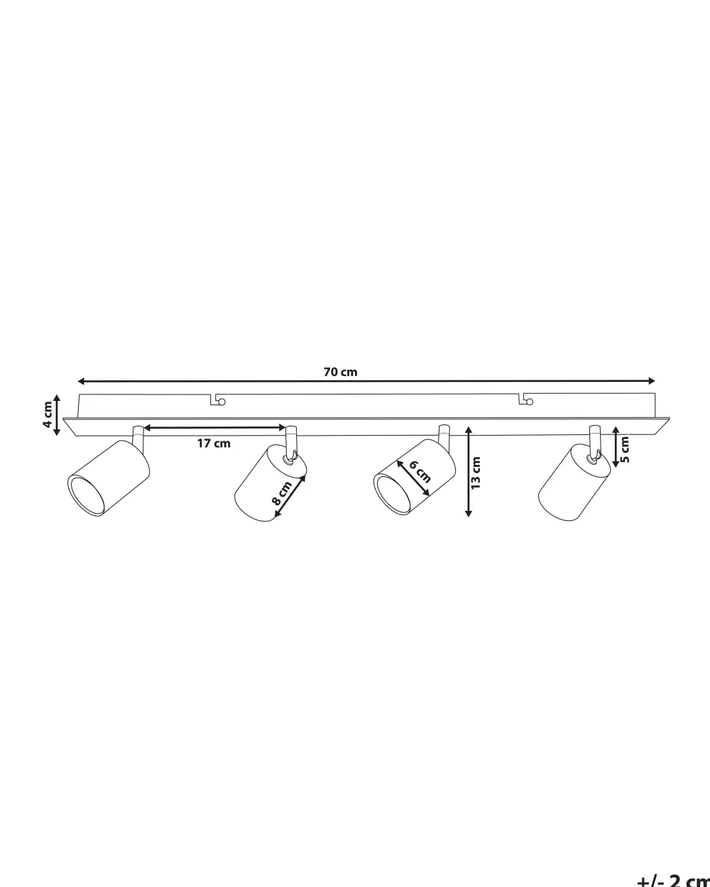 Shop Beliani Kattovalaisin 4 Polttimoa Metalli Valkoinen Tigris