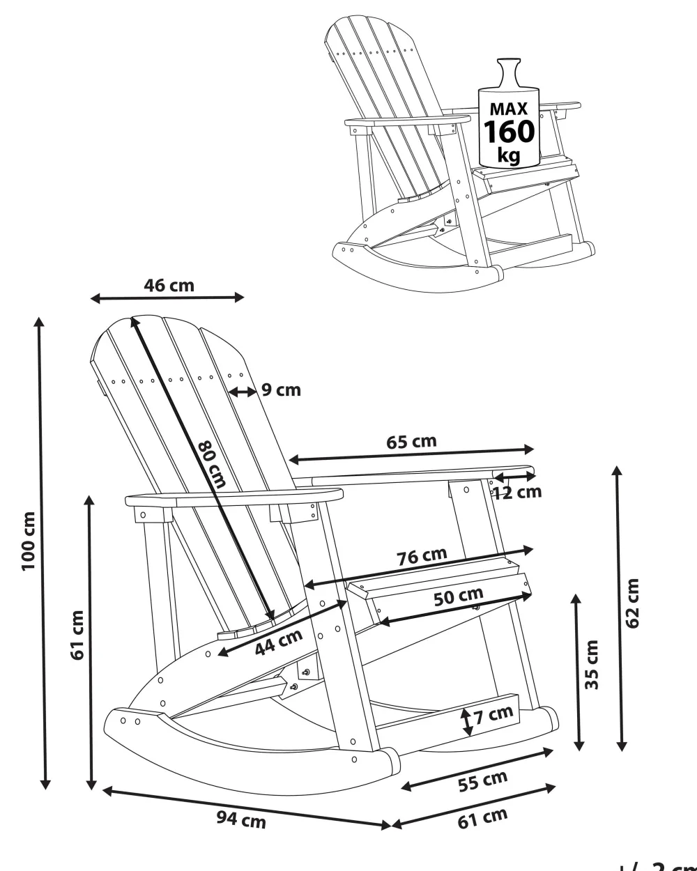 Online Beliani Keinutuoli Muovipuu Sininen Adirondack