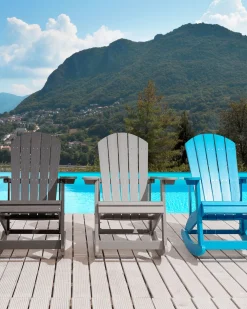 Tuolit<Beliani Keinutuoli Muovipuu Vaaleanharmaa Adirondack