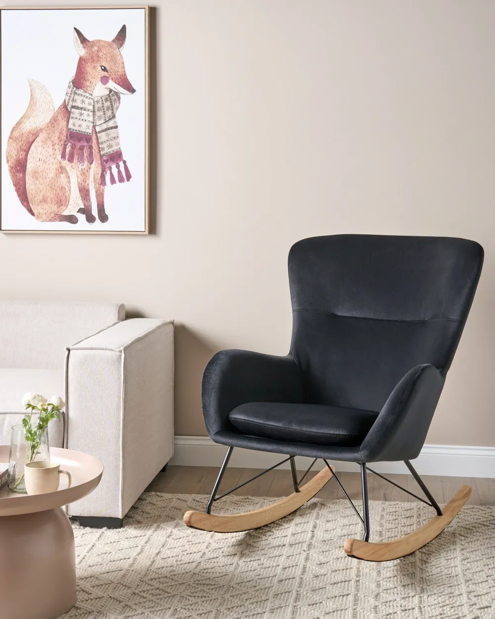 Tuolit<Beliani Keinutuoli Sametti Musta Ellan