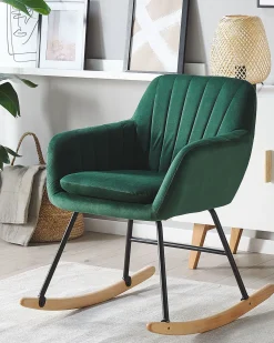 Tuolit<Beliani Keinutuoli Sametti Smaragdinvihrea Liarum