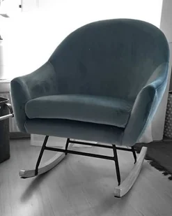 Tuolit<Beliani Keinutuoli Sametti Tummansininen Oxie