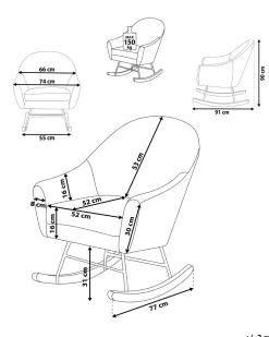 Store Beliani Keinutuoli Sametti Vaaleanharmaa Oxie