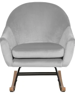 Store Beliani Keinutuoli Sametti Vaaleanharmaa Oxie