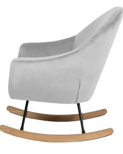 Store Beliani Keinutuoli Sametti Vaaleanharmaa Oxie