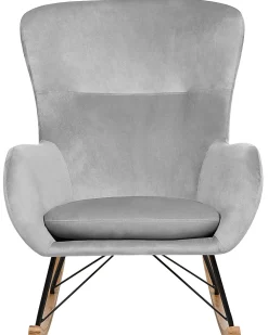 Best Sale Beliani Keinutuoli Sametti Vaaleanharmaa Ellan