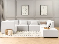 Nojatuolit<Beliani Keskimoduuli Vakosametti Luonnonvalkoinen Lemvig