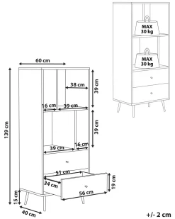 New Beliani Kirjahylly 4 Hyllya 2 Laatikkoa Vaalea Puu/Valkoinen Richmond