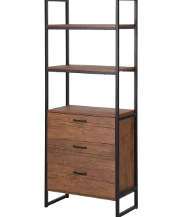 Säilytys<Beliani Kirjahylly 3 Hyllya 3 Laatikkoa Tumma Puu/Musta Tifton